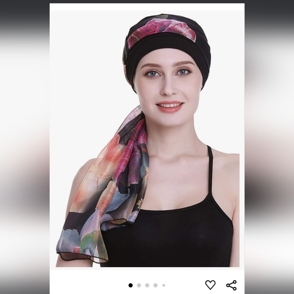 Elegant Chemo Cap with Silky Scarfs for Cancer ,Hair Loss ,Sleep Beanie - Picture 1 of 7